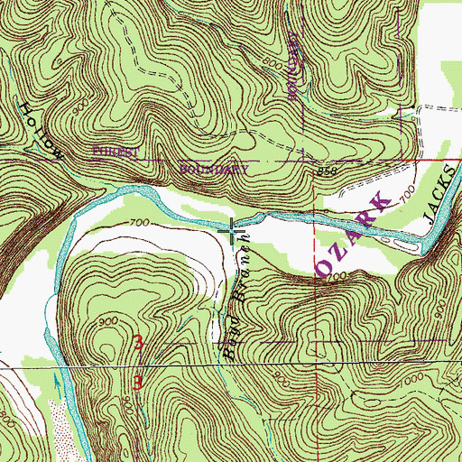 Topographic Map of Boyd Branch, MO