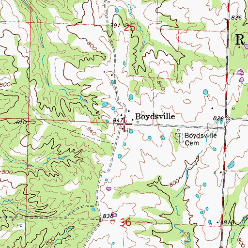 Topographic Map of Boydsville, MO