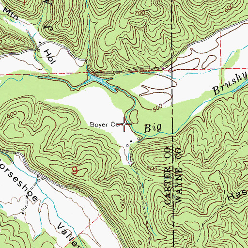 Topographic Map of Boyer Cemetery, MO