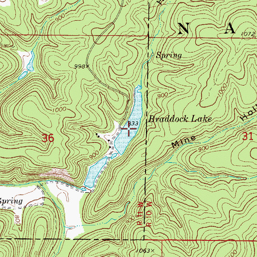 Topographic Map of Braddock Lake, MO