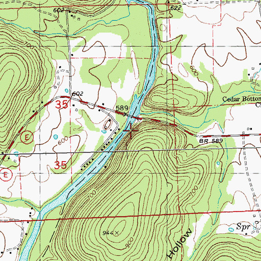Topographic Map of Braddy Ford (historical), MO