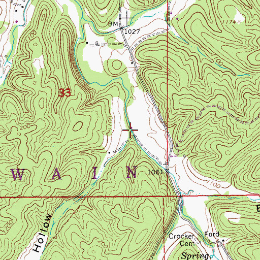 Topographic Map of Bramon Hollow, MO