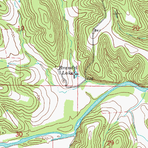 Topographic Map of Brandel Lake, MO