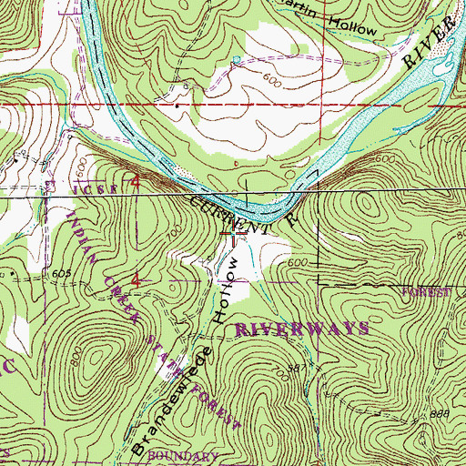 Topographic Map of Brandewiede Hollow, MO