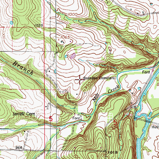 Topographic Map of Brandon Cemetery, MO