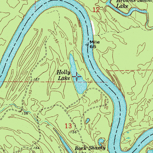 Topographic Map of Holly Lake, AR