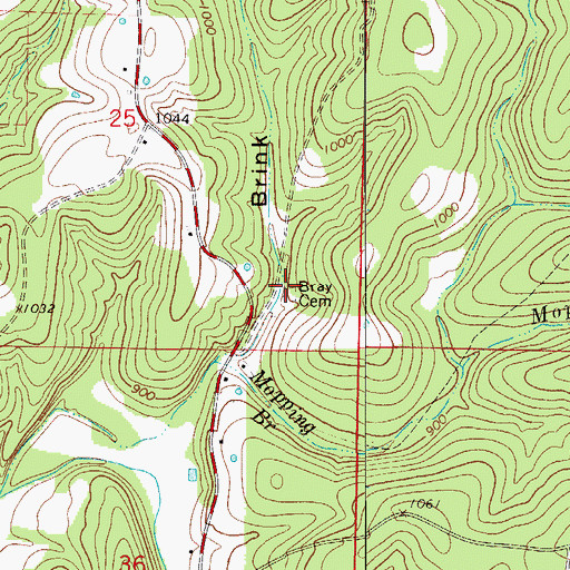Topographic Map of Bray Cemetery, MO