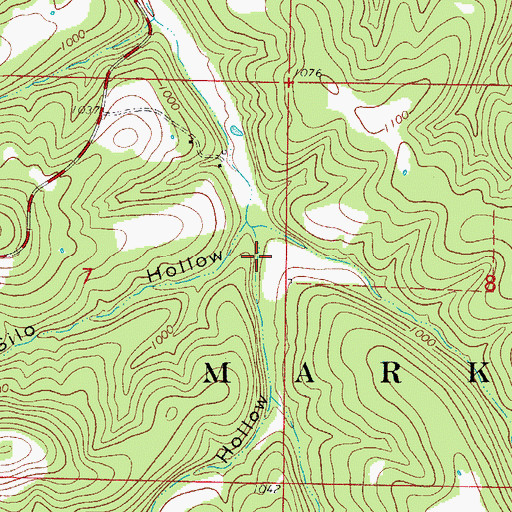 Topographic Map of Bray Hollow, MO