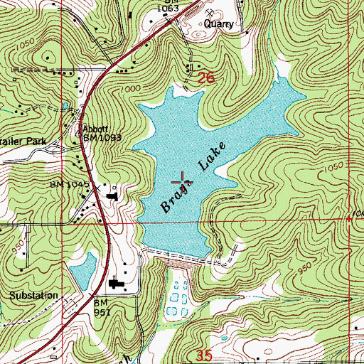 Topographic Map of Brays Lake, MO