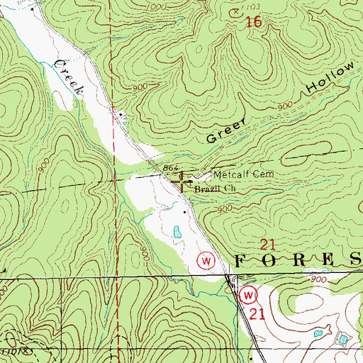 Topographic Map of Brazil Church, MO