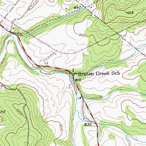 Topographic Map of Breton Creek School, MO