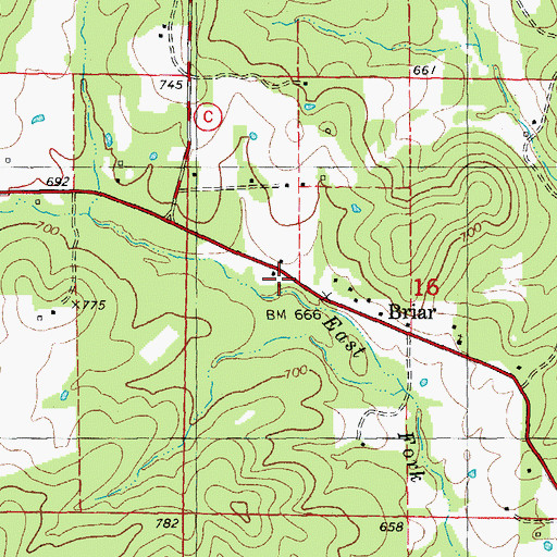 Topographic Map of Briar, MO