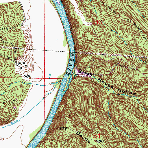 Topographic Map of Brick House Hollow, MO