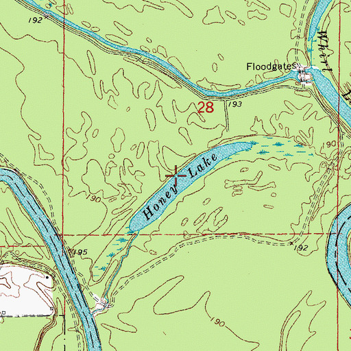 Topographic Map of Honey Lake, AR
