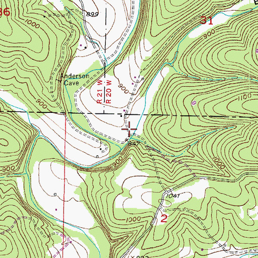 Topographic Map of Bright Hollow, MO