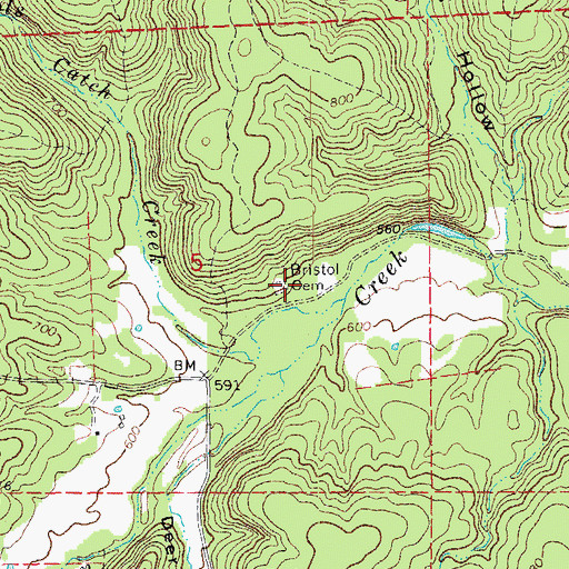 Topographic Map of Bristol Cemetery, MO