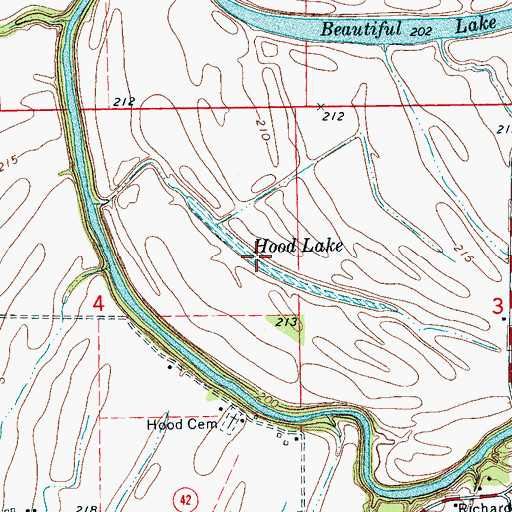 Topographic Map of Hood Lake, AR