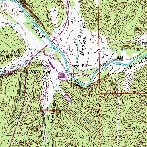 Topographic Map of Brown Branch, MO