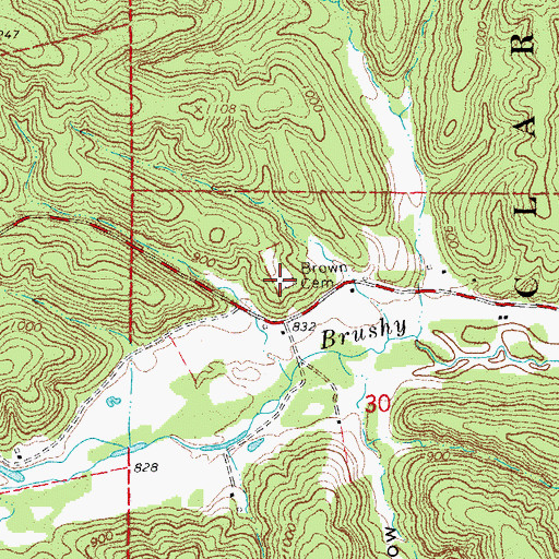 Topographic Map of Brown Cemetery, MO