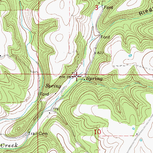 Topographic Map of Brown Hollow, MO