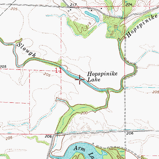 Topographic Map of Hopspinike Lake, AR