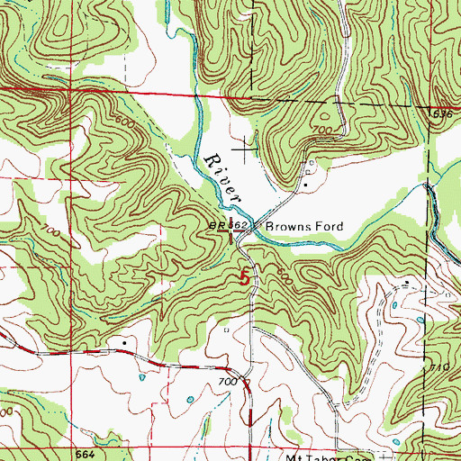 Topographic Map of Browns Ford, MO