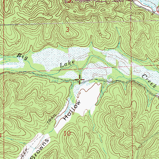 Topographic Map of Browns Hollow, MO