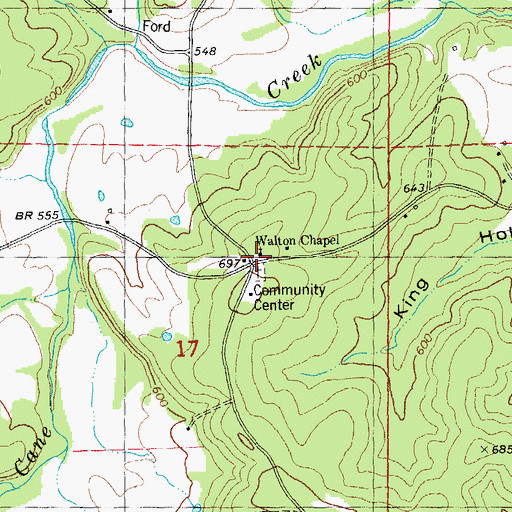 Topographic Map of Brush Arbor, MO