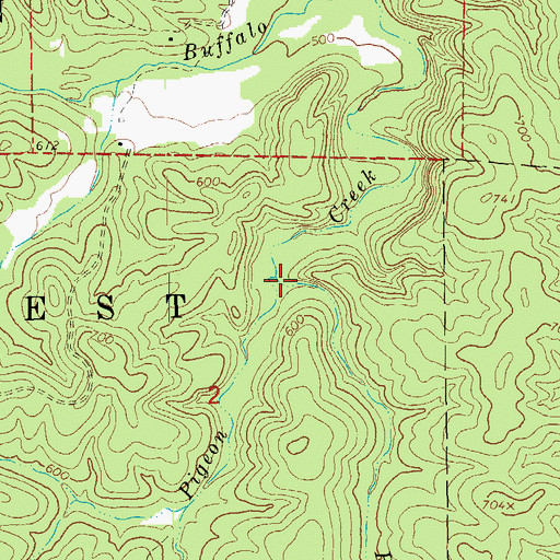 Topographic Map of Brushy Creek, MO