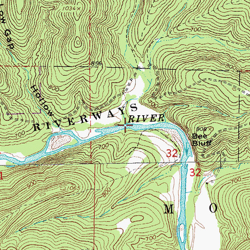 Topographic Map of Brushy Creek, MO
