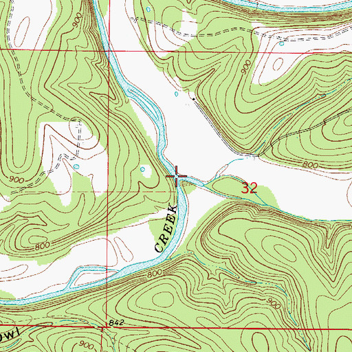 Topographic Map of Brushy Creek, MO