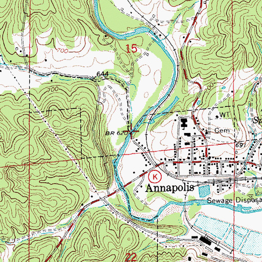 Topographic Map of Brushy Creek, MO