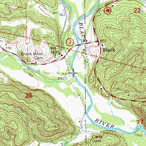 Topographic Map of Brushy Creek, MO