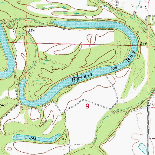 Topographic Map of Horner Bay, AR