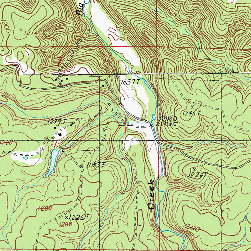 Topographic Map of Brushy Hollow, MO