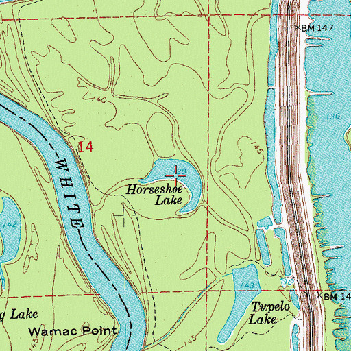 Topographic Map of Horseshoe Lake, AR