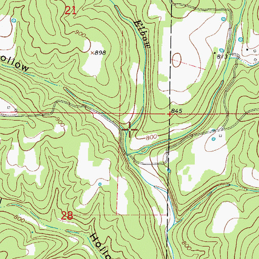 Topographic Map of Buck Hollow, MO