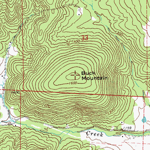 Topographic Map of Buck Mountain, MO
