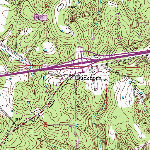 Topographic Map of Buckhorn, MO