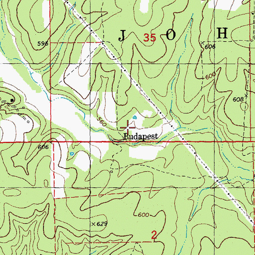 Topographic Map of Budapest, MO