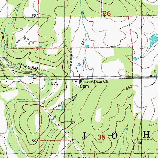 Topographic Map of Beaver Dam Church, MO