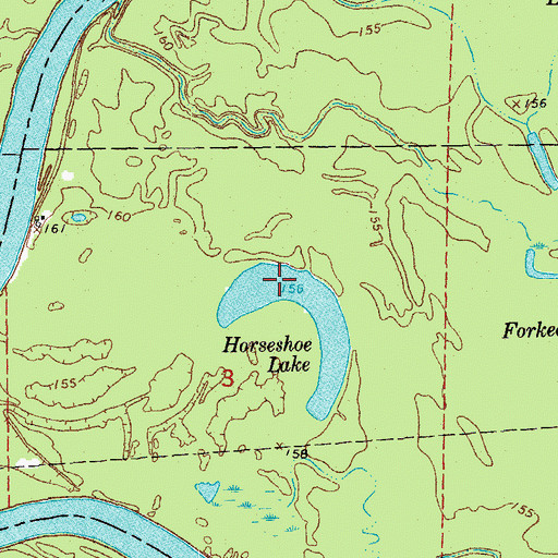 Topographic Map of Horseshoe Lake, AR