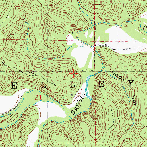 Topographic Map of Buffalo School (historical), MO