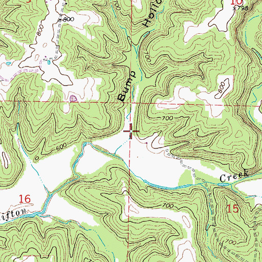 Topographic Map of Bump Hollow, MO