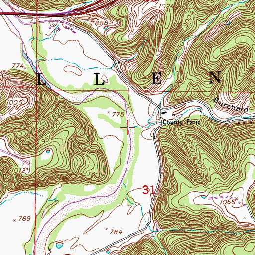 Topographic Map of Burchard Hollow, MO