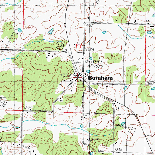 Topographic Map of Burnham, MO