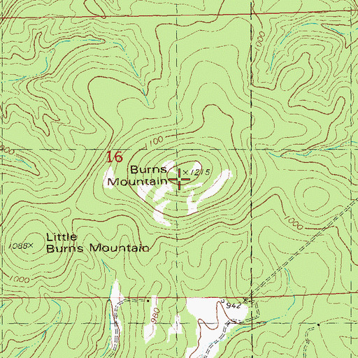 Topographic Map of Burns Mountain, MO
