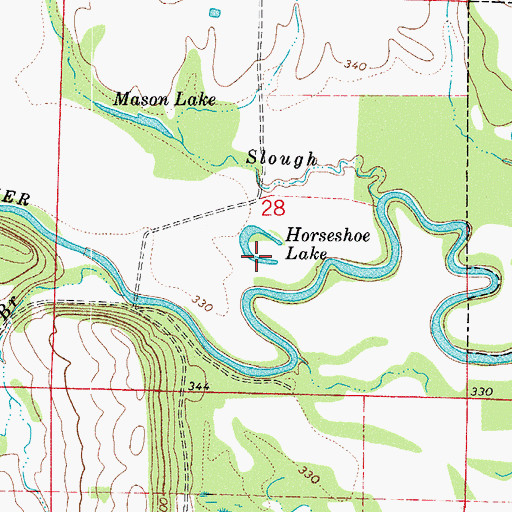 Topographic Map of Horseshoe Lake, AR