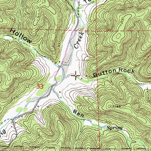 Topographic Map of Button Rock Hollow, MO