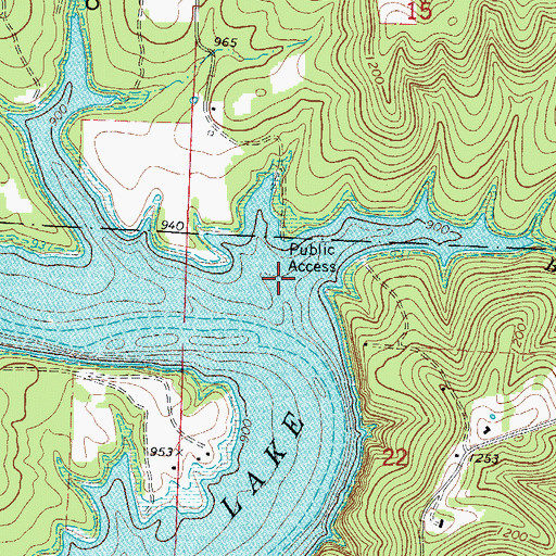 Topographic Map of Buzzard Branch, MO